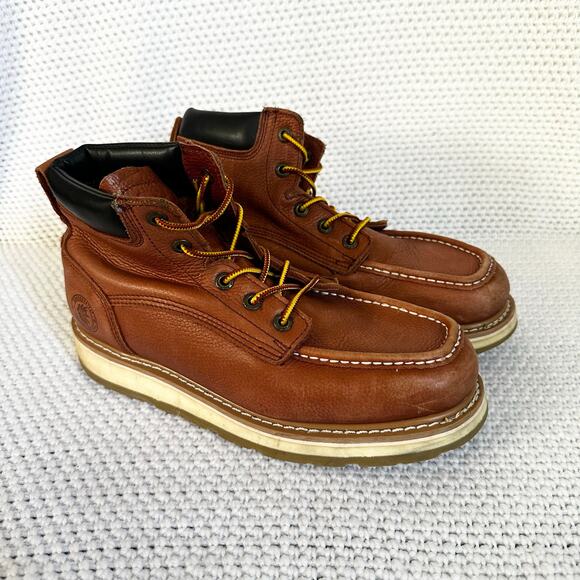 Rockrooster Walker Men 6 Inch Brown Steel Toe Wedge Work Boots AP360 Size 11.5 - Picture 1 of 12